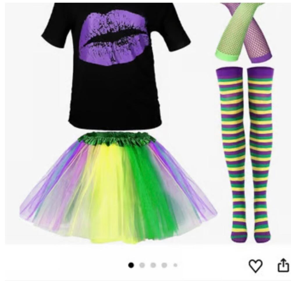 6 Pieces Mardi Gras Costume Accessories Set Size X-Large
